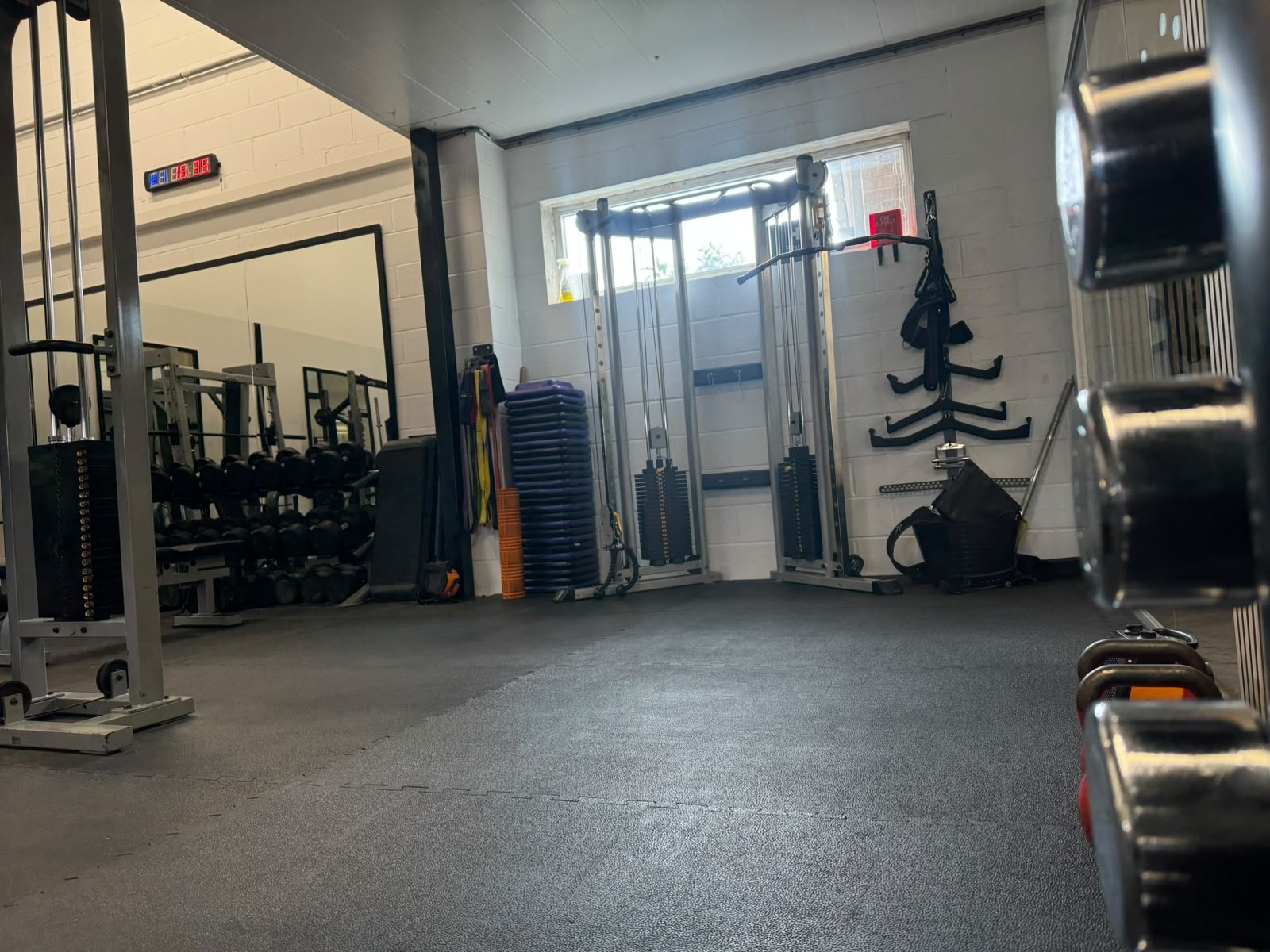 Strength training equipment in the Oxford studio